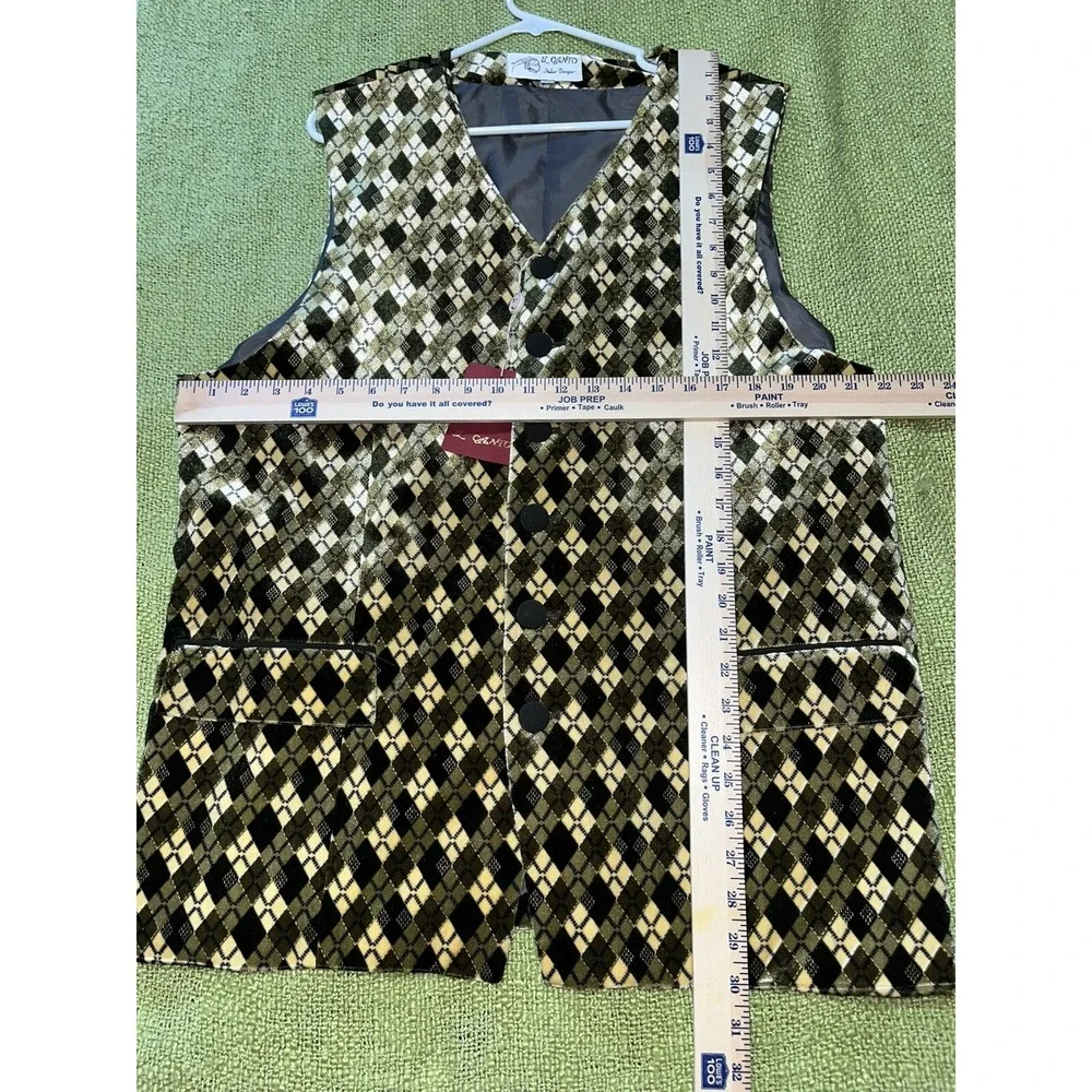 Ll Canto Designer Mens Vest, Geometric , 42 , Italian, 90s,grandpa core‎